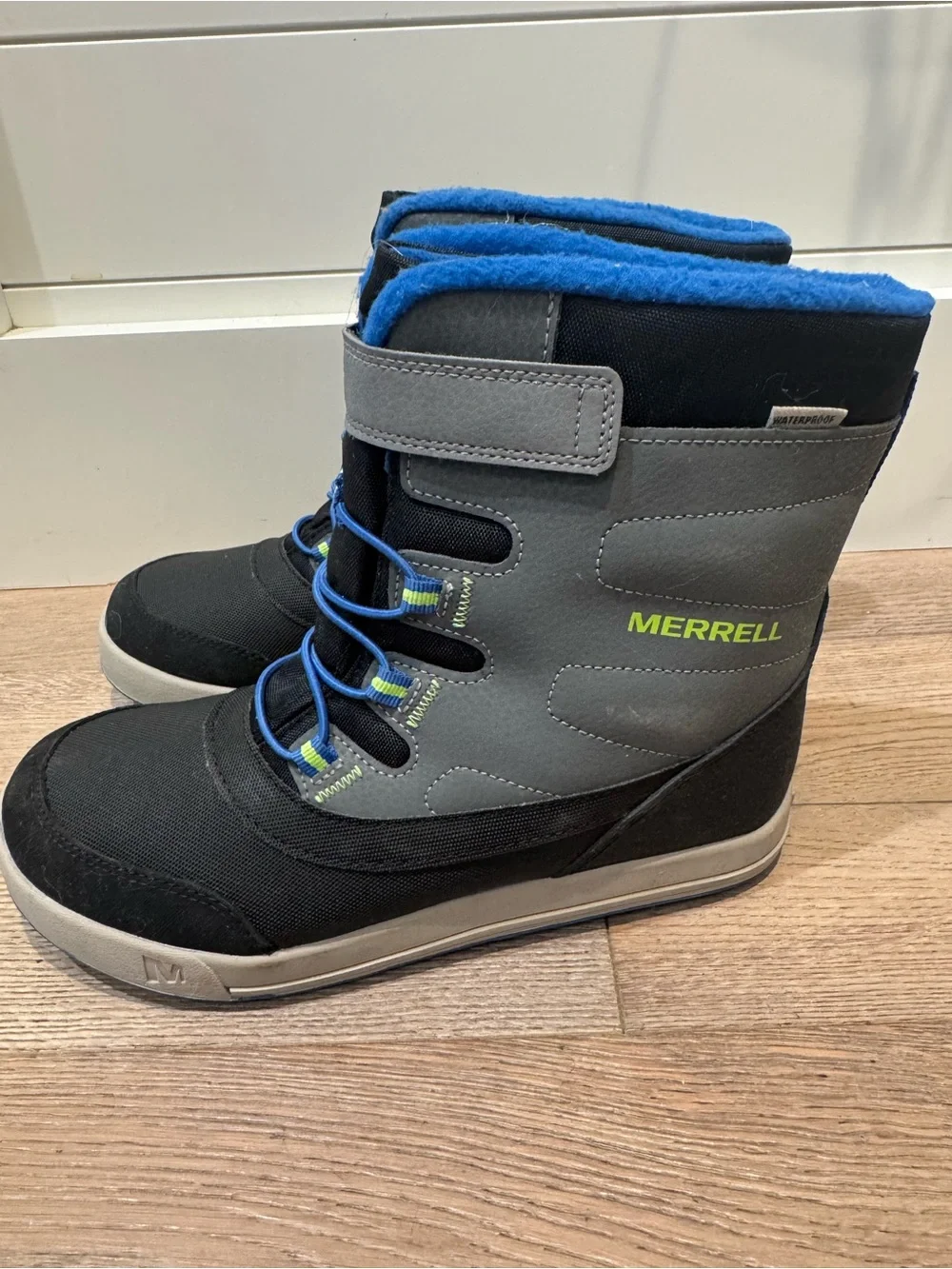 Merrell Kids Gray, Black & Blue Waterproof Winter Boot
